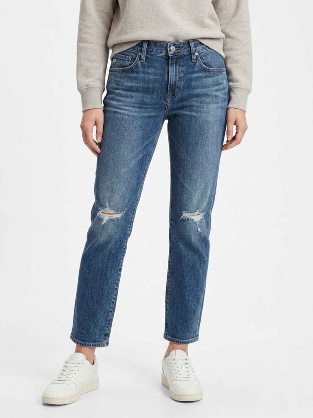 Ag Ex Boyfriend Slim Jeans 32 Med Wash Distressed Slouchy